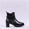 Rieker High Block Heel Plait Strap Boot - Black Leather